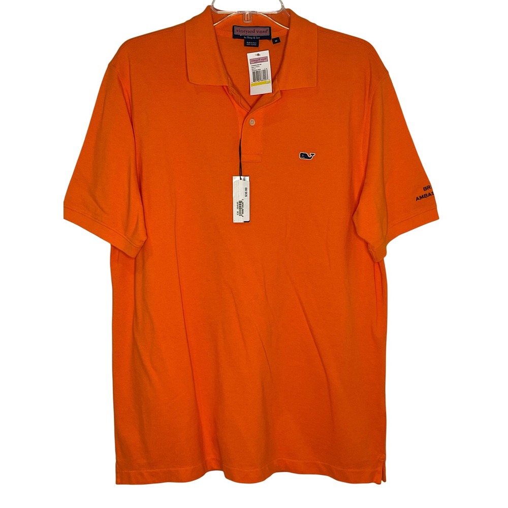 Vineyard Vines Men's Medium Orange Cotton Pique Polo Shirt Brand Ambassador